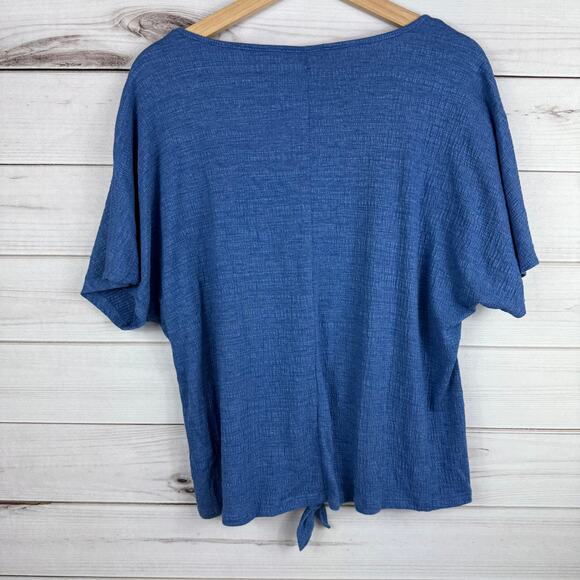 Cable & Gauge Blue Tie Knot Short Sleeve Blouse Size Large - Picture 6 of 7